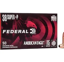 FEDERAL AMERICAN EAGLE AMMUNITION 38 SUPER +P 115 GRAIN JACKETED HOLLOW POINT