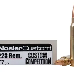 NOSLER MATCH GRADE AMMUNITION 223 REMINGTON 77 GRAIN CUSTOM COMPETITION MATCH BOX OF 20