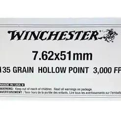 WINCHESTER AMMUNITION 7.62X51MM NATO 135 GRAIN HOLLOW POINT