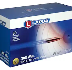 LAPUA SCENAR AMMUNITION 308 WINCHESTER 167 GRAIN HOLLOW POINT BOAT TAIL BOX OF 50